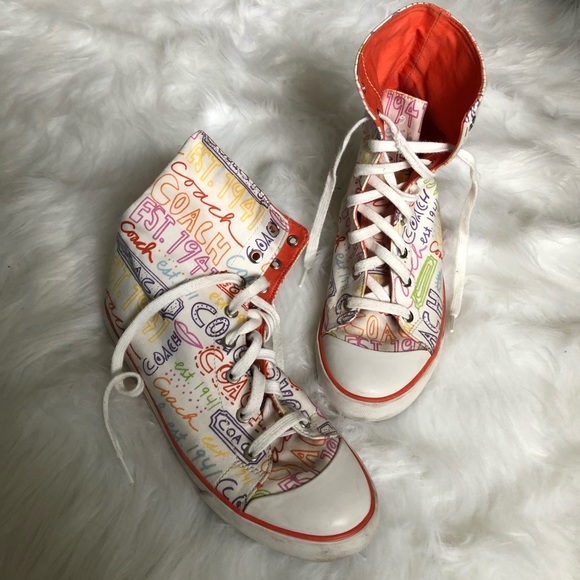 Coach high top sneakers! Fun find! size 8.5 - Picture 2 of 2